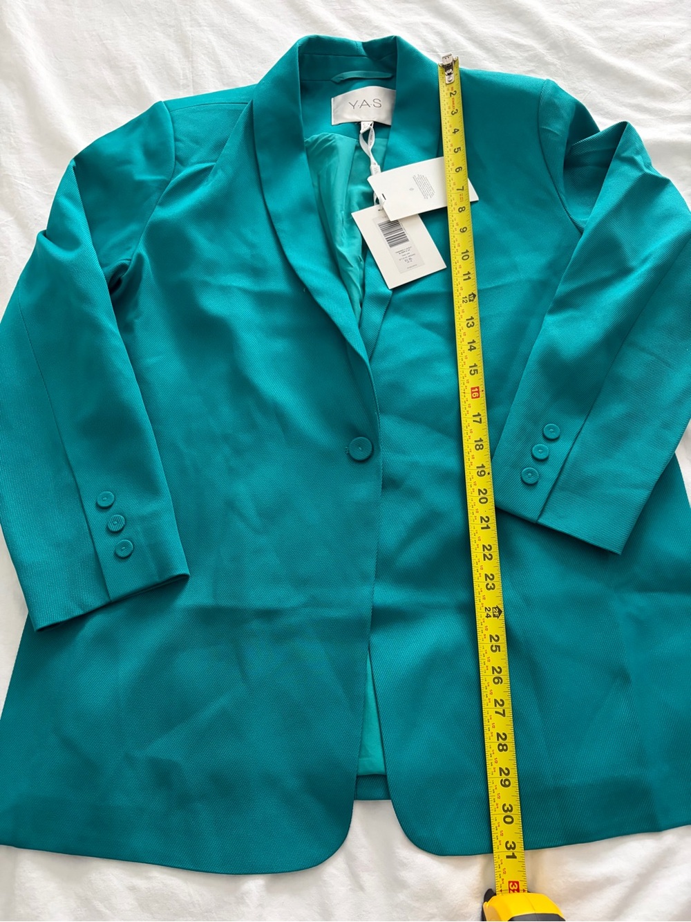 Y.A.S Oversized Turquoise Women's Blazer Longline Tailored Suit Jacket Size XL - Picture 8 of 12